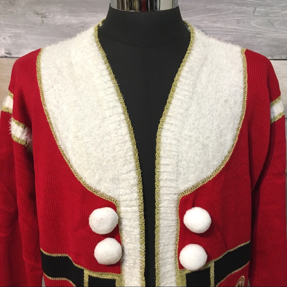 Santa Claus Pocket holiday red cardigan men's XL - Picture 3 of 8